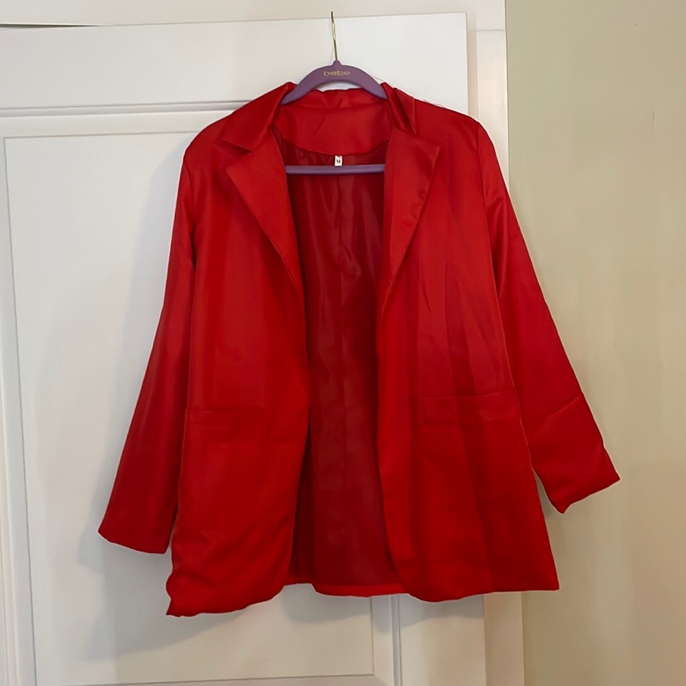 Womens Solid Red Blazer - image 1